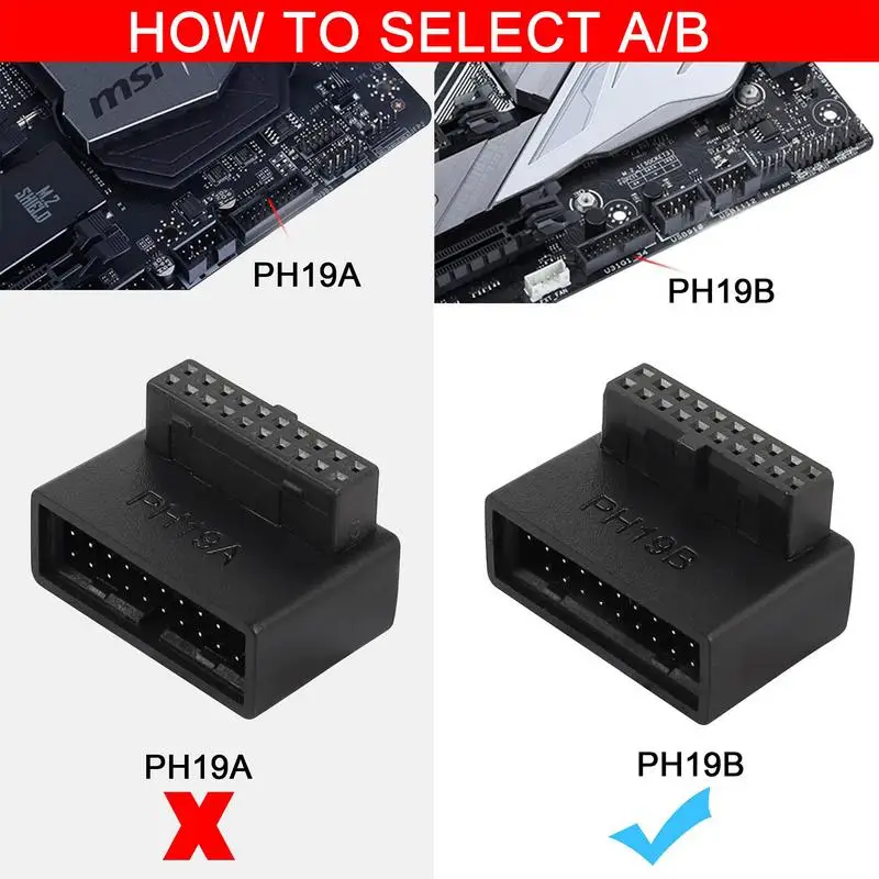 1 шт., разъем адаптера для материнской платы компьютера, USB 3,0 19/20 контактов, 90 градусов, конвертер для настольного компьютера, аксессуары для настольного компьютера