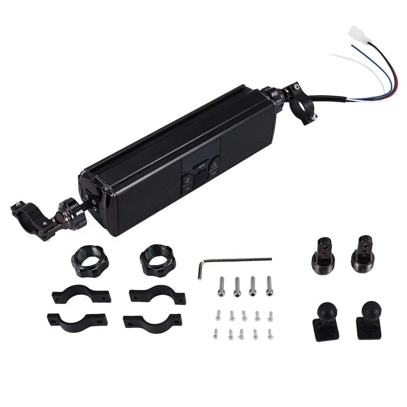 A96E-Motorcycle Stereo Speakers MP3 Music Player Bluetooth Player With USB,AUX-IN,FM Radio For 7/8-1.25 Inch Handlebar Motor Sco