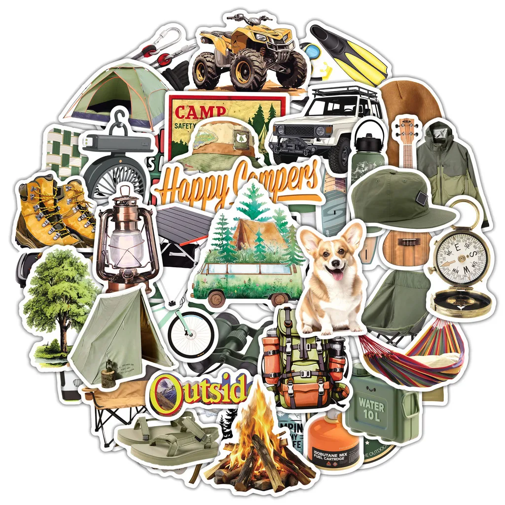 50 Pieces New Outdoor Camping Stickers - Waterproof Decor Decals for Camping Tents, Cars, Phones BulingBulingStickers Store