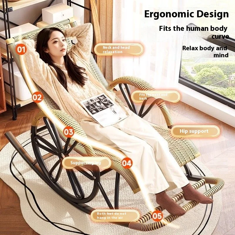 Adult Lounge Rocking Chair with Extra Thick Steel Frame for All Seasons for Middle-Aged Elderly Leisure or Bar Use