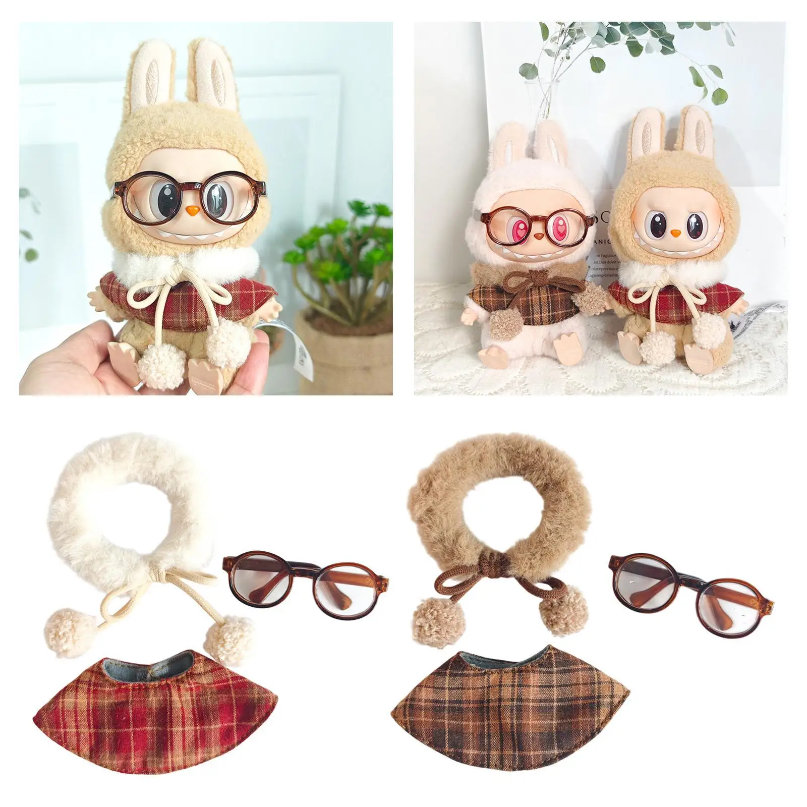 Vestiti per bambole Vestiti per bambole ripieni, vestito con scialle per bambole, occhiali con sciarpa scialle, vestire, crea le tue bambole per bambola da 6,69 pollici