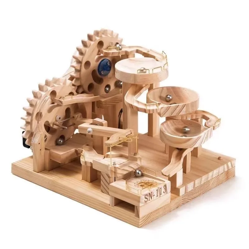 Puzzle assembly model difficult electric wood mechanical ball building block DIY handmade toys for boys and girls