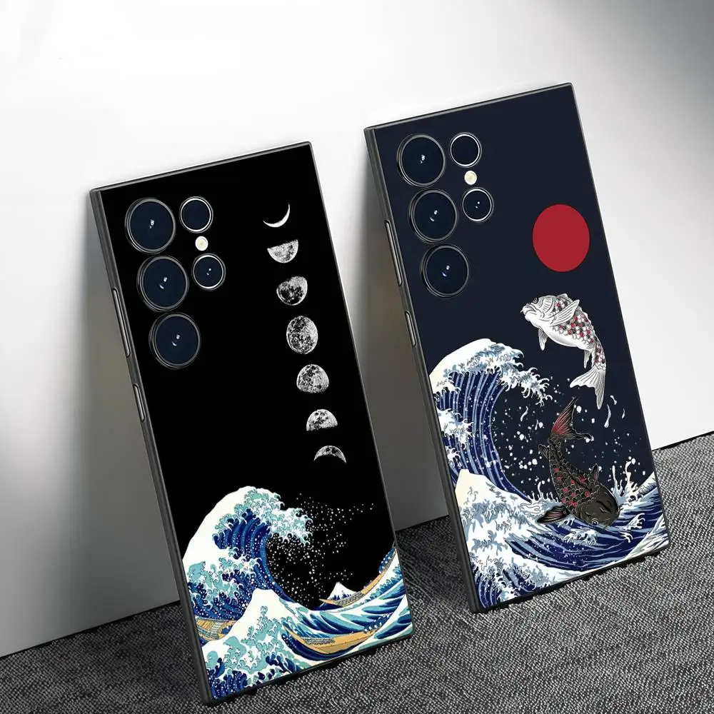 

The Big Wave Of Kanagawa Phone Case For Samsung Galaxy S25 S24 S22 S23 Ultra S21 S20 Plus Frosted Full Soft Case