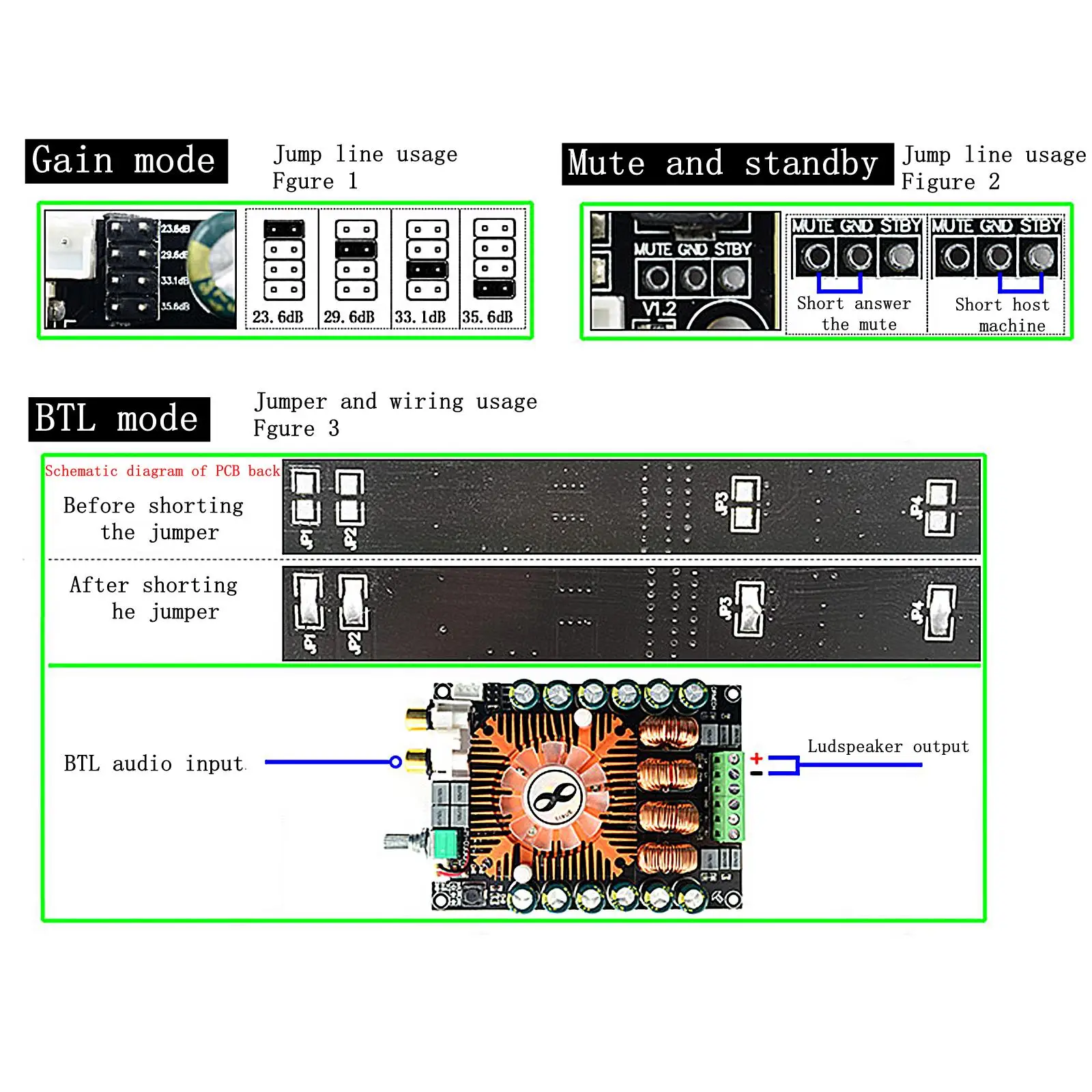 TDA7498 Power Amplifier Board, 220W x1 Single Channel Module, Module, Btl Module, Digital Stereo Power Amplifier for Computer