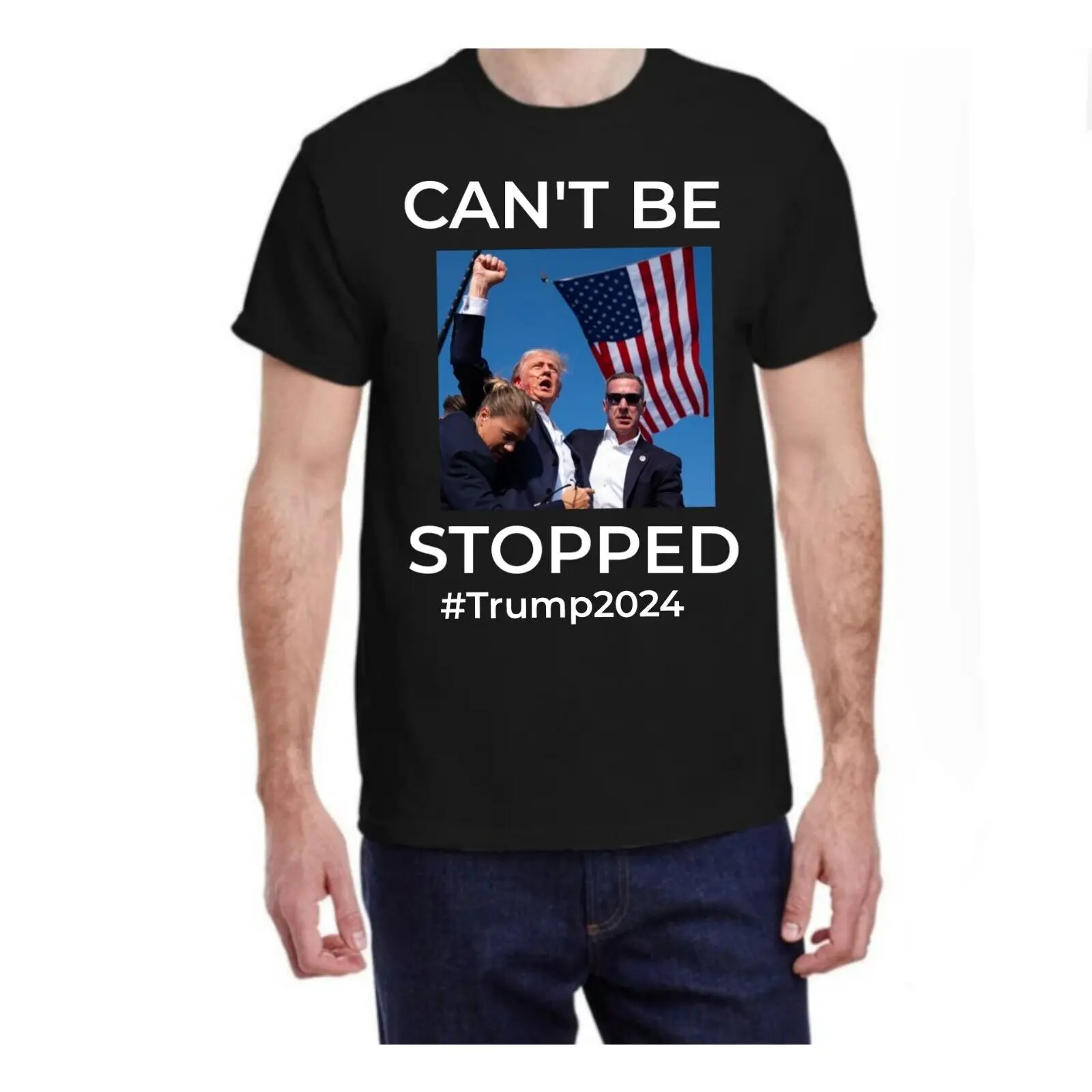 Donald TRUMP CANT BE STOPPED T-Shirt - Shot at Rally July 13th 2024