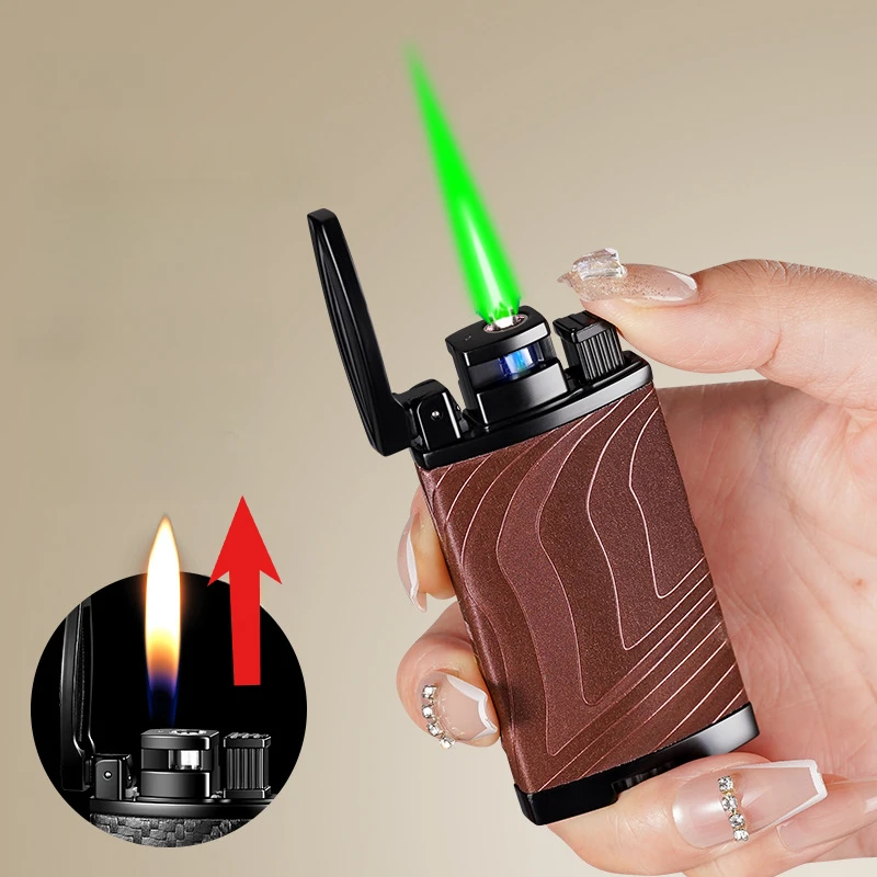

New Dual Fire Green Flame Lighter Personalized Creative Direct Gas Cigarette Lighter Tool Unique Gift Accessory tool