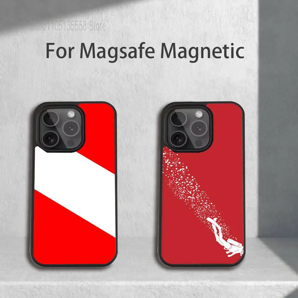 

Scuba Diving Dive Flag Phone Case For iPhone 17,16,15,14,13,12,11,Pro,Max,Plus,Mini,SE4,E Magnetic Magsafe Wireless Charging