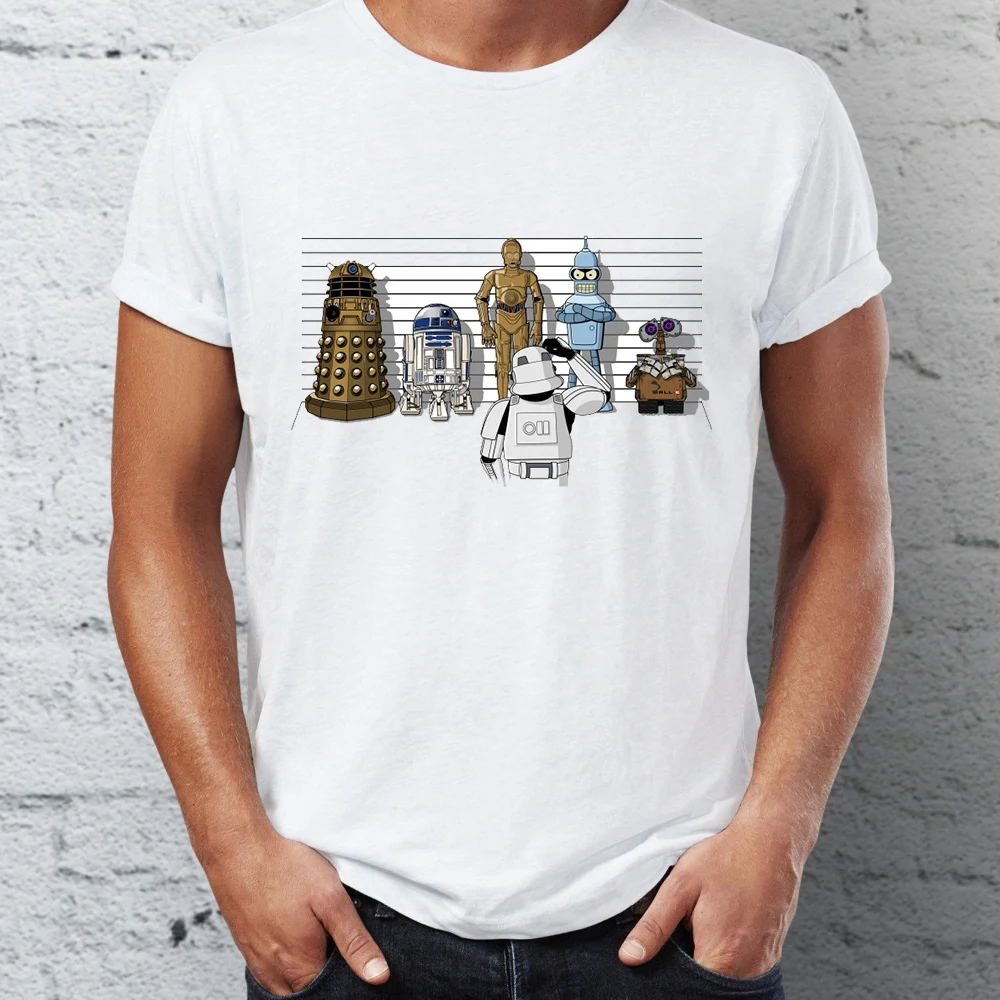 Brand New Men T Shirts 100% Cotton Driod Imperial Road Abby Road R2D2 C3PO Game Awesome Artwork Print Tee Shirts Oversize Tshirt image 3