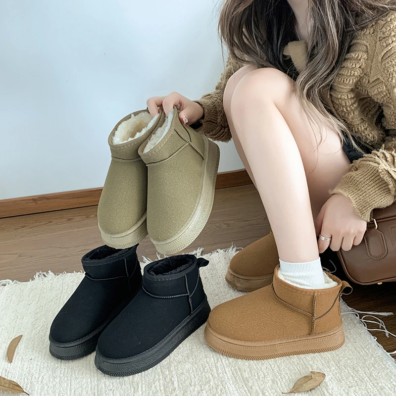 New Winter Luxury Brand Women's Fur Ankle Boots Plush Thick Warm Super Mini Boots Designer Australia Flat Casual Botas Mujer