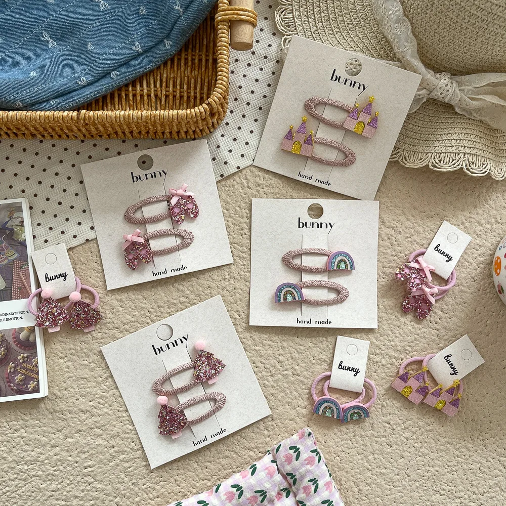 

2 шт./компл. балетки, радужные детские заколки для волос для маленьких девочек, розовая челка, боковые зажимы, детские заколки, головные уборы, аксессуары для волос