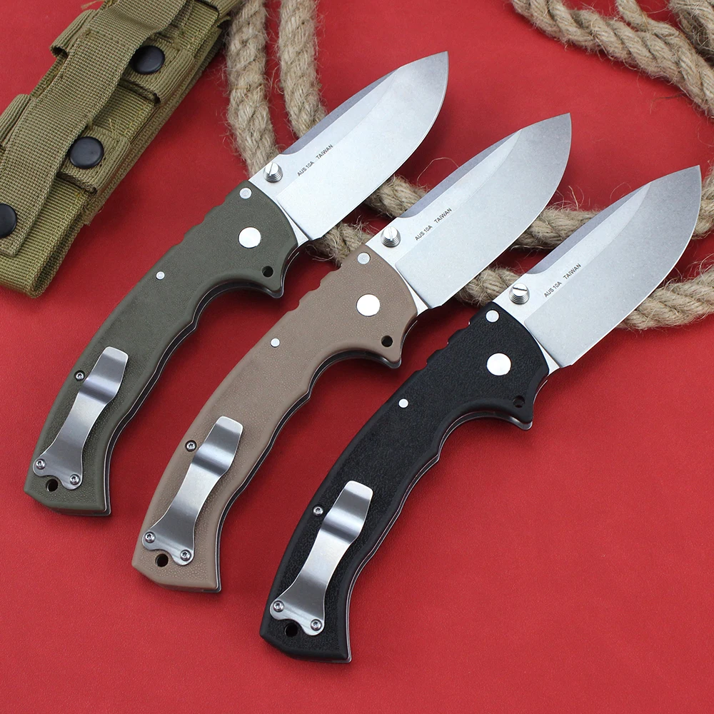 Cold 62RQ Folding Pocket Knife AUS 10A Steel Outdoor Survival Tactical Hunting Knives EDC Utility Multipurpose Knife Hand Tools