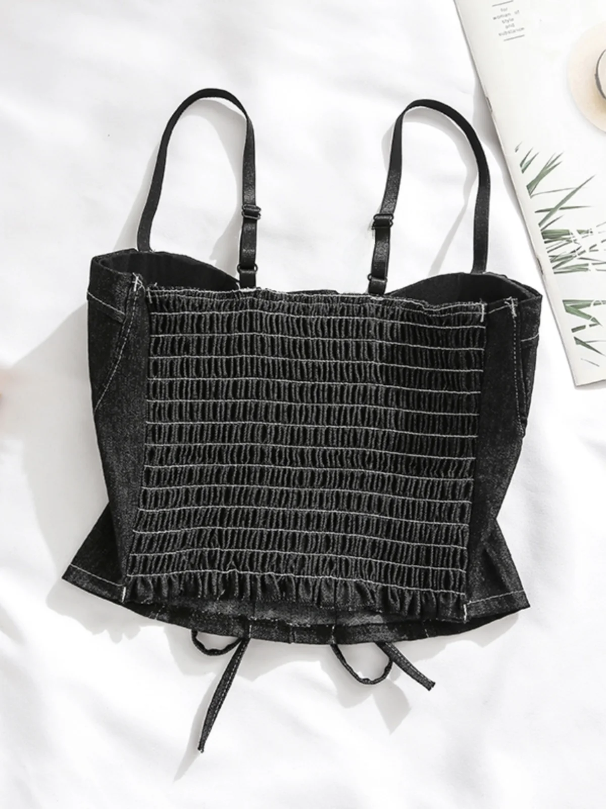 Denim Sle Strap Weste Damen Ort Innenbekleidung Oberbekleidung Vielseitiges Spicy Girl Top Trendy Bal Slim Fit Polyesterfaser