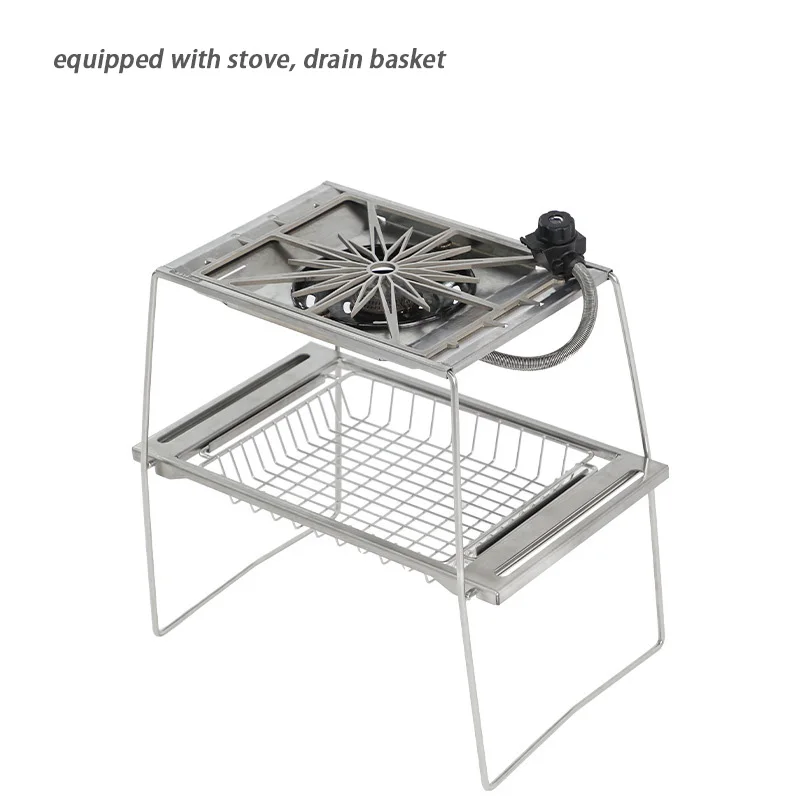 Tryhomy Camping Stainless Steel Stove Grill Portable Folding Cooking Rack Outdoor Picnic Folding Rack Barbecue Utensils