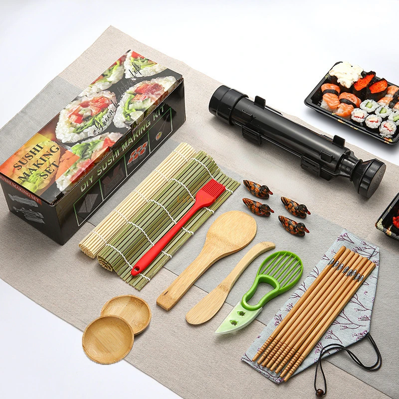 Sushi Maker Set Machine Sushi Mold Bazooka Roller Kit Vegetable Meat Rolling bamboo mat DIY Kitchen Tools Gadgets Accessories