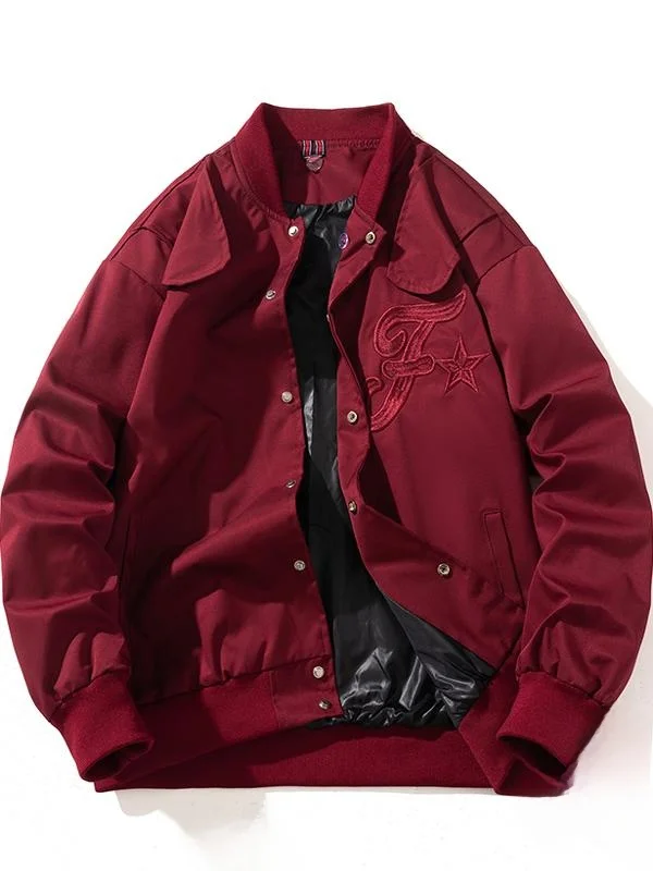 

Свободный крой с вышивкой пилотный джет, мужская красная бейсбольная одежда для пар, весна-осень, верхняя одежда в американском стиле ретро из полиэстера F...