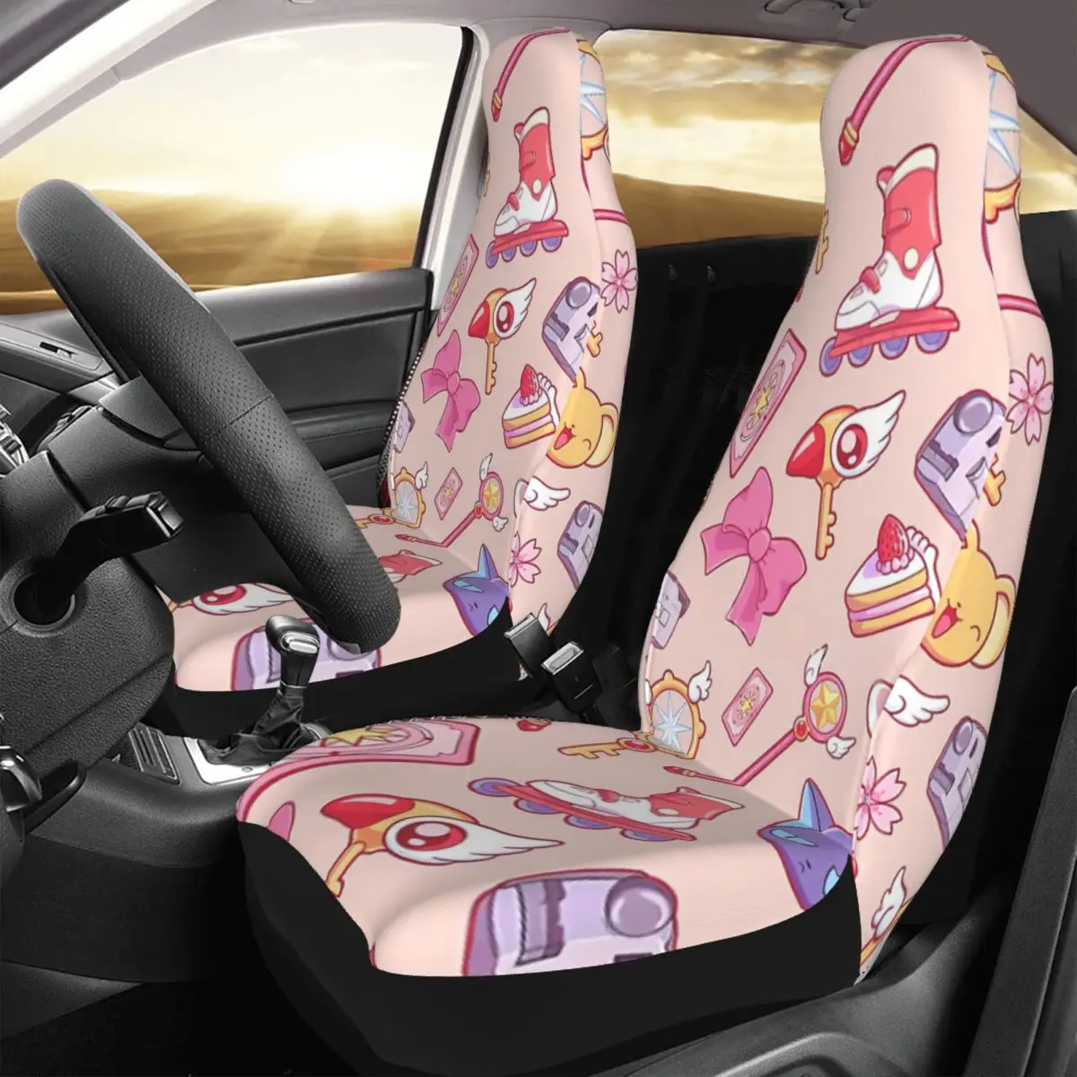 

Sakura Card Captor - Peach Car Seat Cover Custom Printing Universal Front Protector Accessories Cushion Set