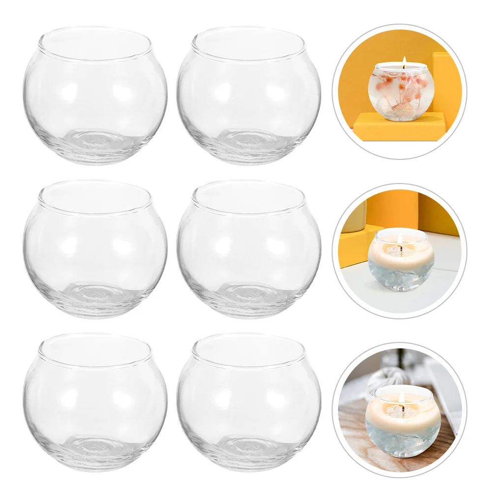 

6Pcs Glass Jar Transparent Aromatherapy Container Holder for DIY Candles Storage Craft Clear Small Candleholder