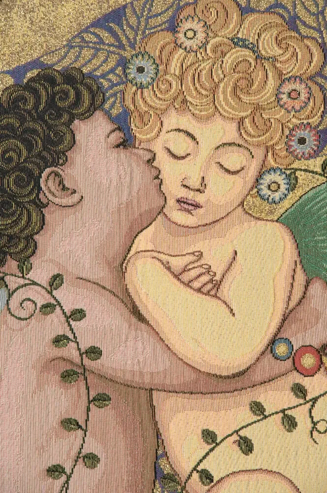 The First Kiss Cupid and Psyche Italian Myth Woven Tapestry Wall Hanging