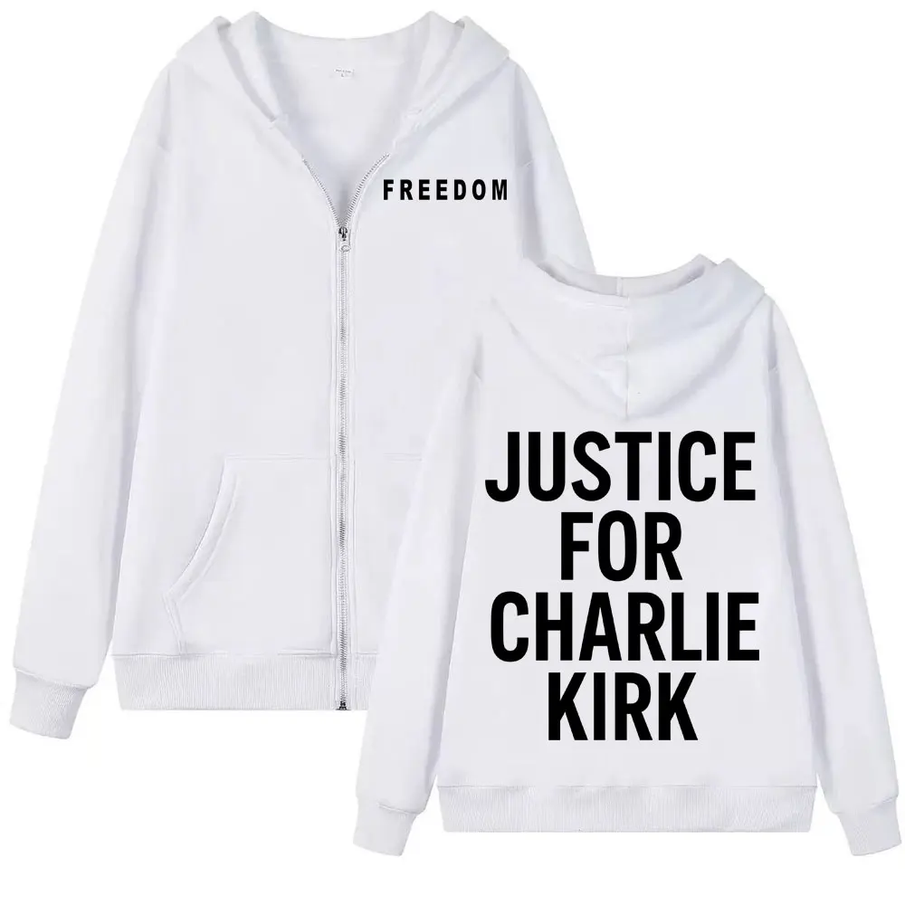 العدالة لتشارلي كيرك الحرية سستة هوديس الرجال النساء الأزياء القوطية المتضخم سترة البلوز Bodywarmer زمم البلوفرات