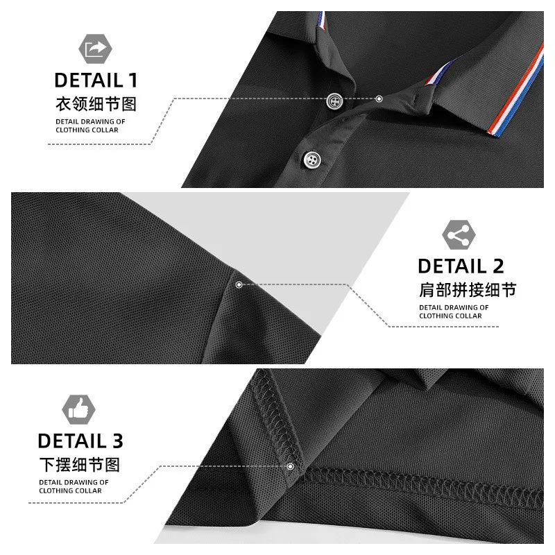 Customizable Shirt Summer Top Short Sleeve Customized T Shirt Button Placket Solid Color Personalized Tee Black Custom T-shirt