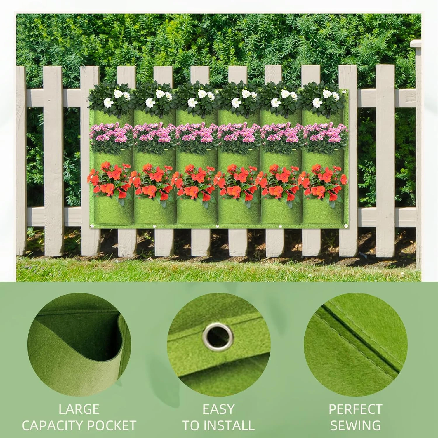 حقيبة زراعة معلقة بجيب 18/36/4 - مراجعة Vertical Wall Planter وسعره