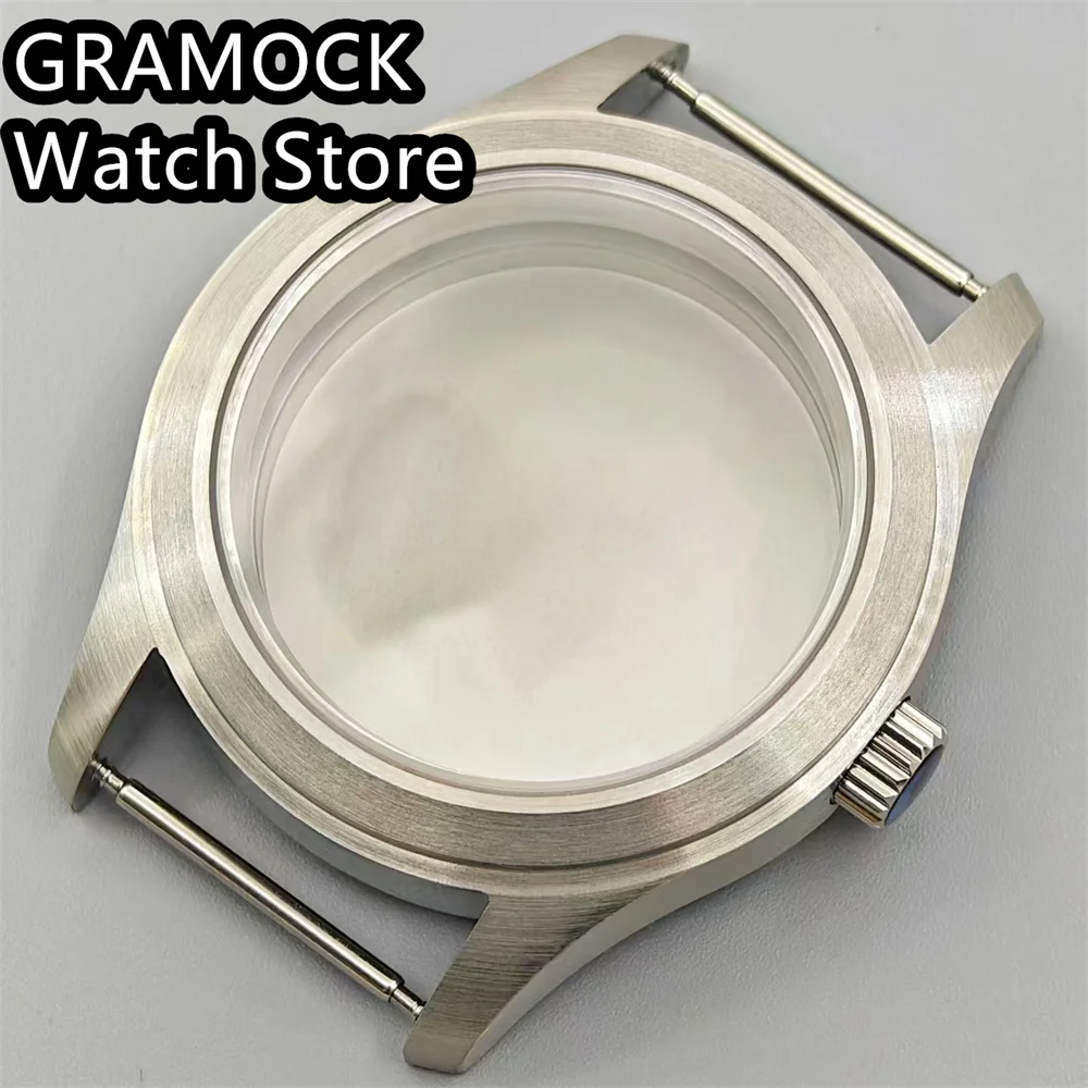 GRAMOCK 36mm 39mm Diver Brushed Pilot Watch Case Sapphire Crystal Fit NH34 NH35 NH36 ETA2824 PT5000 Movement Screw Crown