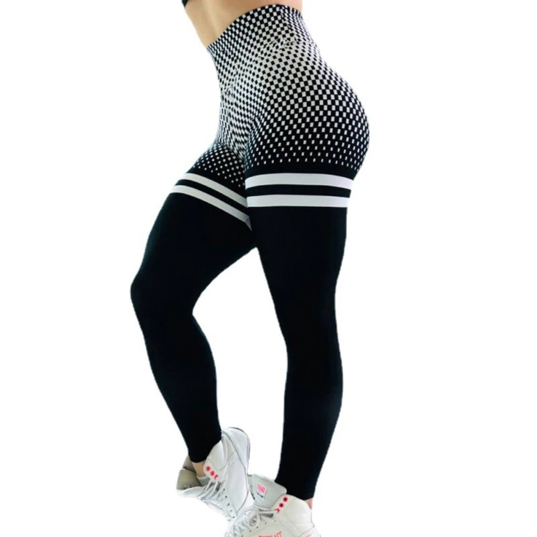 Summer checkered, breathable, slim-fit base layer pants with an emphasis on the buttocks and high waist,