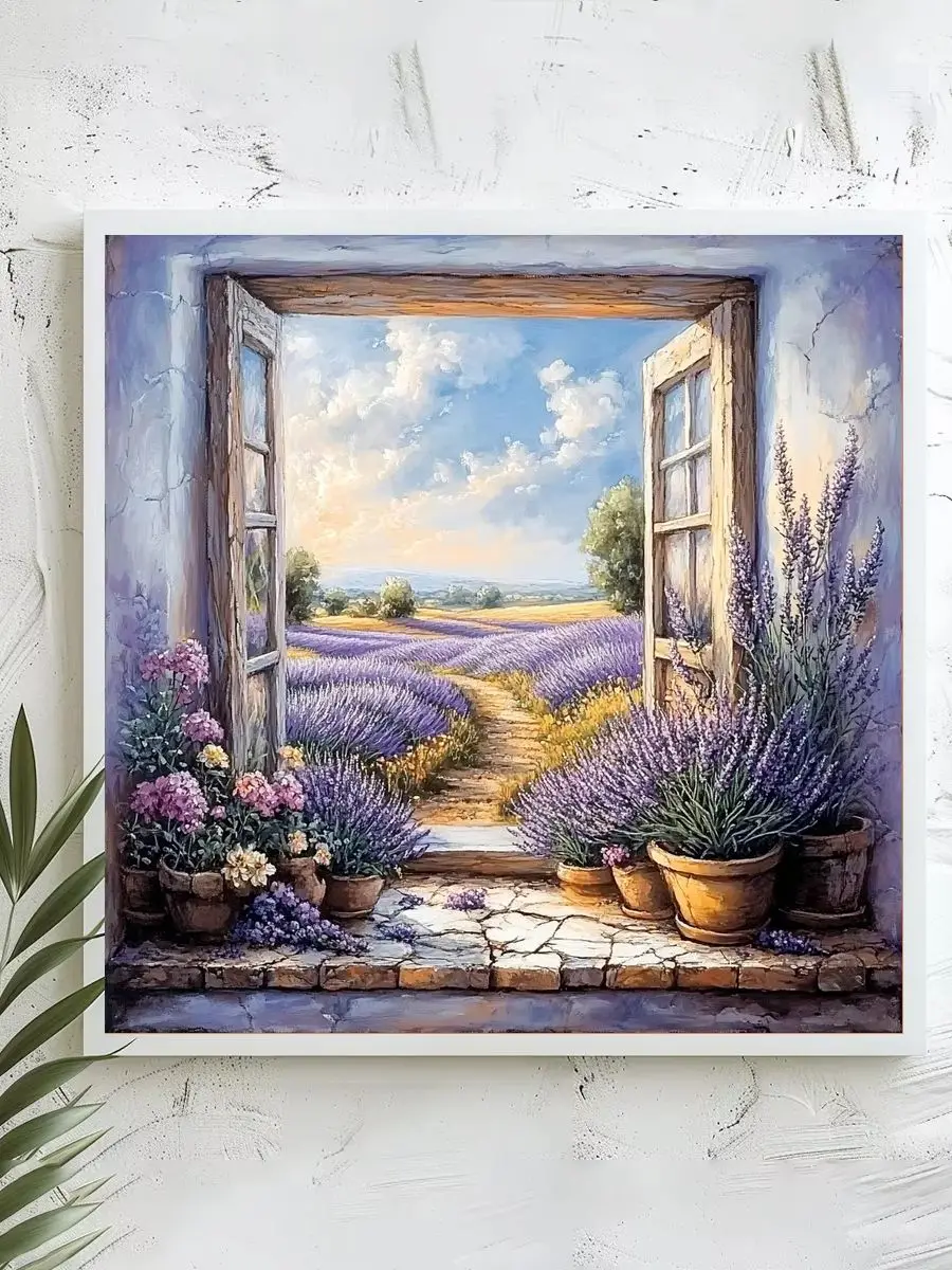 1 Stück 40x40 cm/15,74 Zoll, 11Ct/14Ct Kreuzstich-Set, DIY Valentinstagsgeschenk, Stickerei-Set für Festlichkeiten, Lavendelfeld im Wind – Detail 1