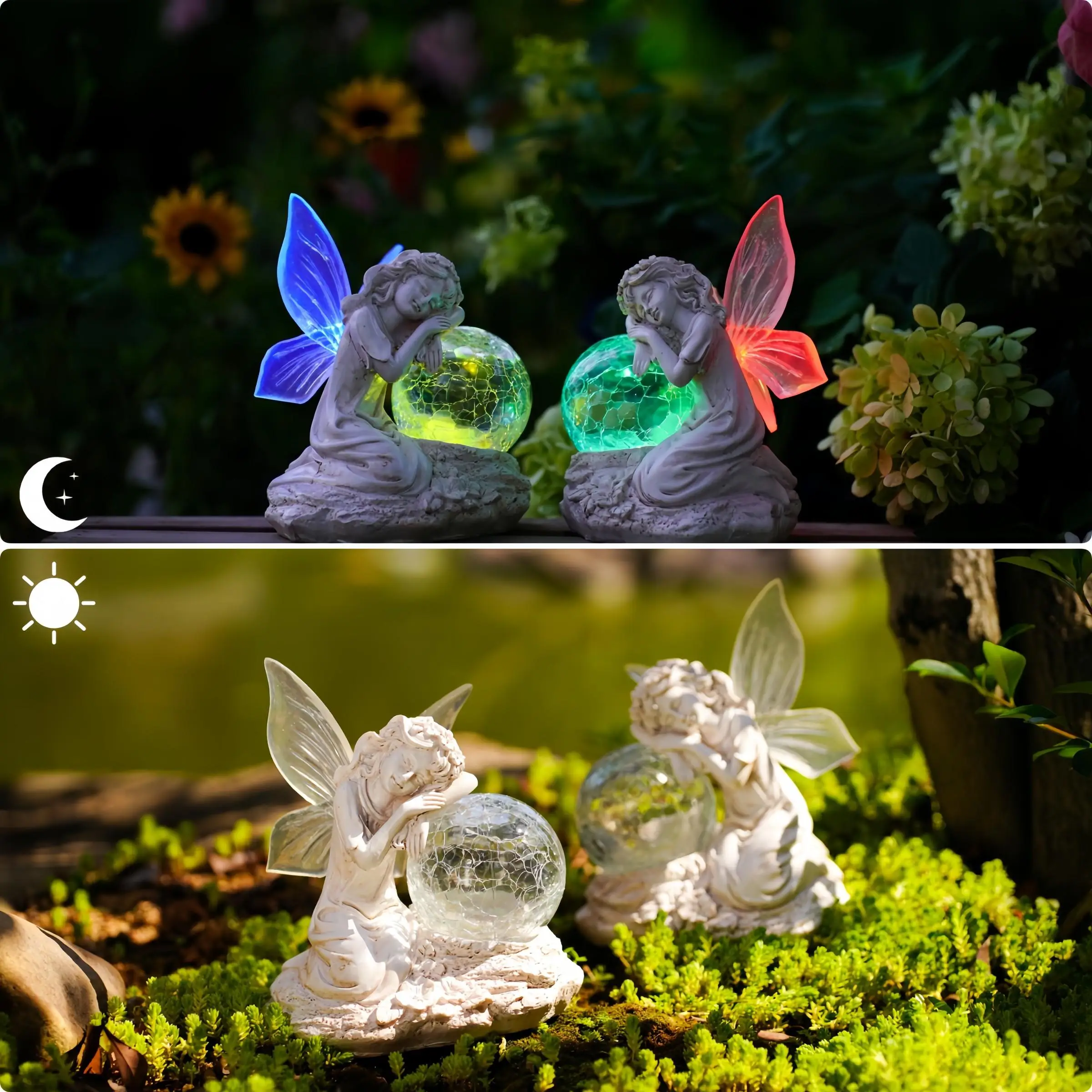

Solar Powered Angel Figurine Outdoor Garden Decor, LED Landscape Light for Yard Lawn Cemetery, Christmas New Year Holiday Gift