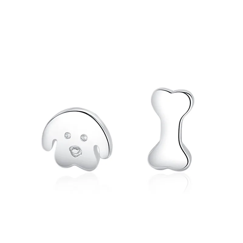 Pendientes RYJU de Plata de Ley 925 con forma de hueso de perro para mujer, joyería de moda con personalidad de tendencia asimétrica pequeña y bonita