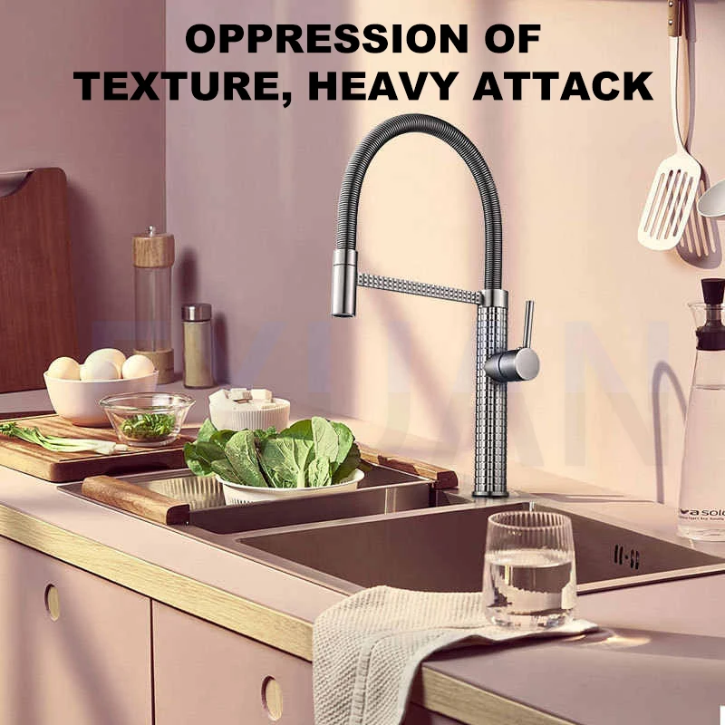 Household Kitchen Faucet Gray Sink Faucet Single Handle Mixer Tap Installation Kitchen Water Tap Metal Hose Rotation Mixer Tap