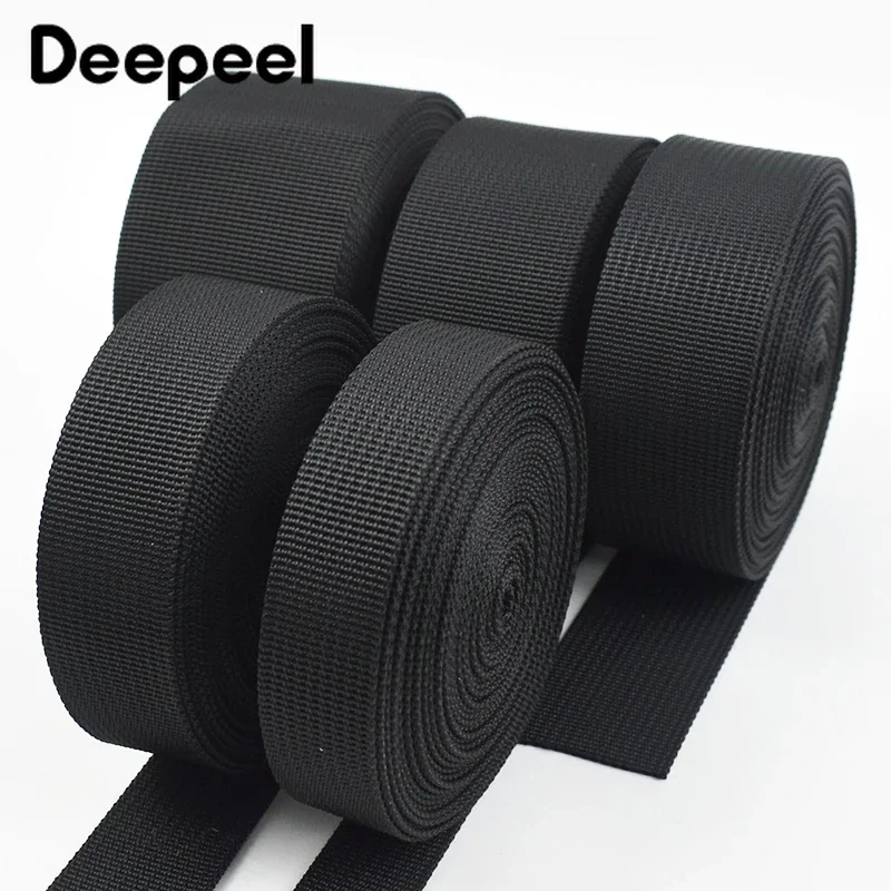 2-20Meters 20-50mm Nylon Webbing 1mm Thick Black Sewing Ribbons Band for Bag Strap Backpack Belt DIY Clothing Tape Accessories