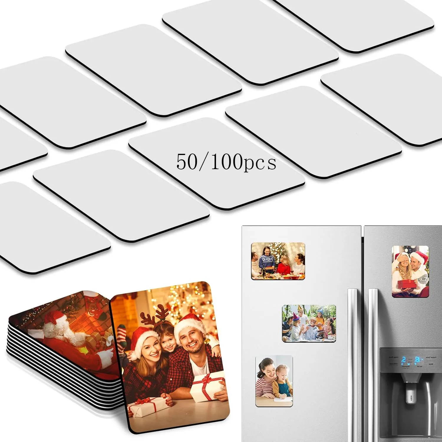 

50/100pcs Sublimation Magnet Blanks Sublimation Blank Fridge Magnets Personalized Sublimation Blanks Products for DIY Kitchen