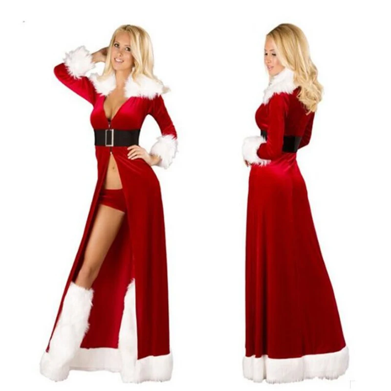 

Xmas Hot Women Sexy Christmas Cosplay Costumes Halloween Festival Uniform Long Dress Santa Clause for Women Sexy Lingerie