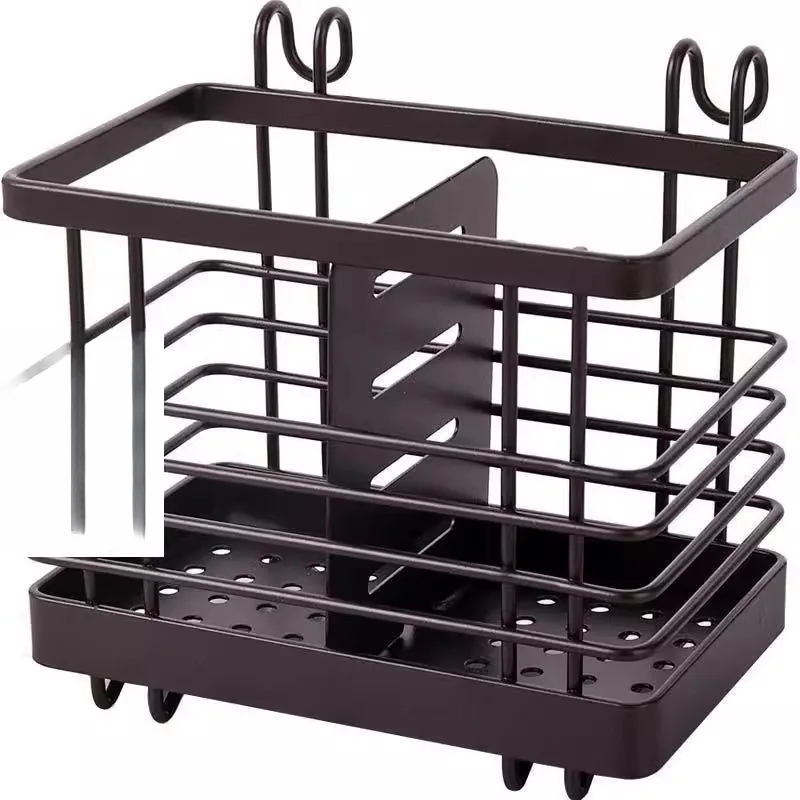 

Настенный дренажный органайзер для палочек для еды из кованого железа, подвесной ящик для хранения, однослойный пластиковый держатель для палочек для еды