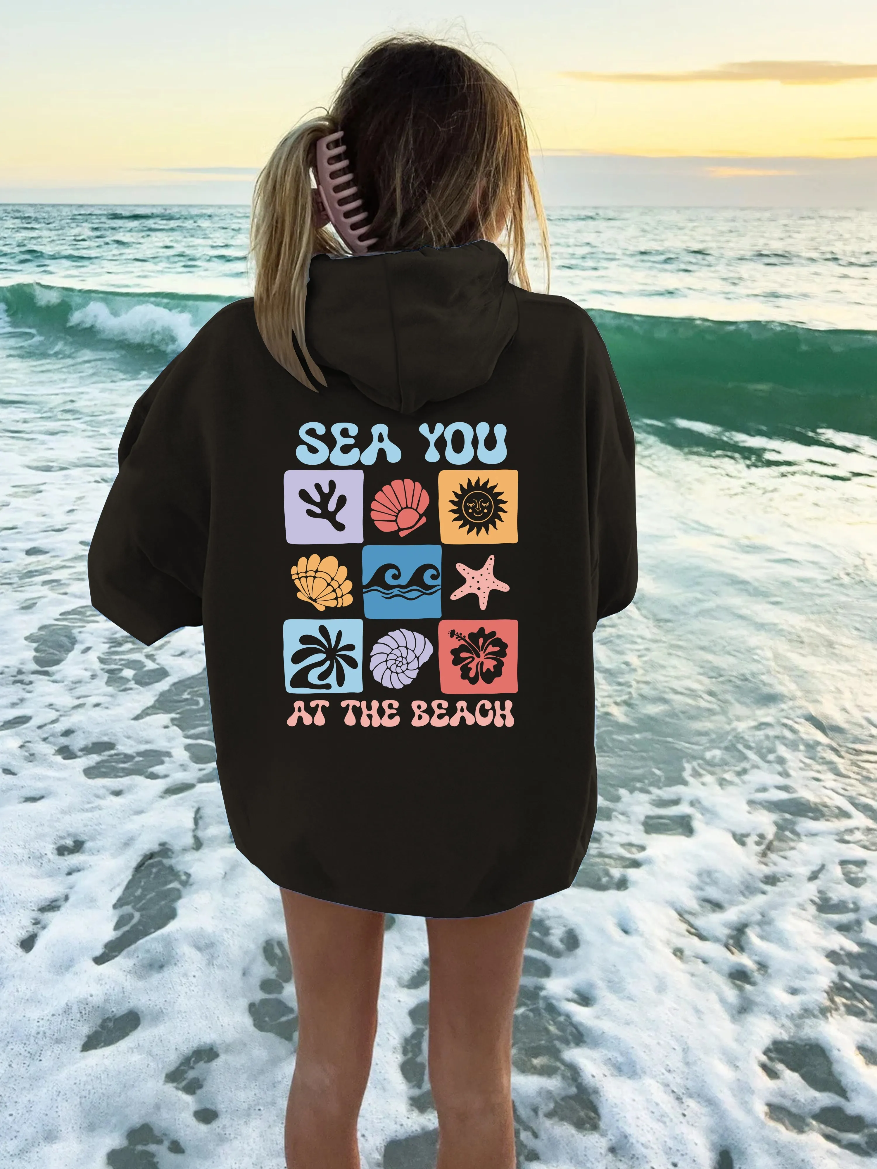 

Ocean Theme Graphic Printing Autumn and Winter Pure Cotton Men's and Women's Hoodies Casual Outdoor Street Sports Training Brand
