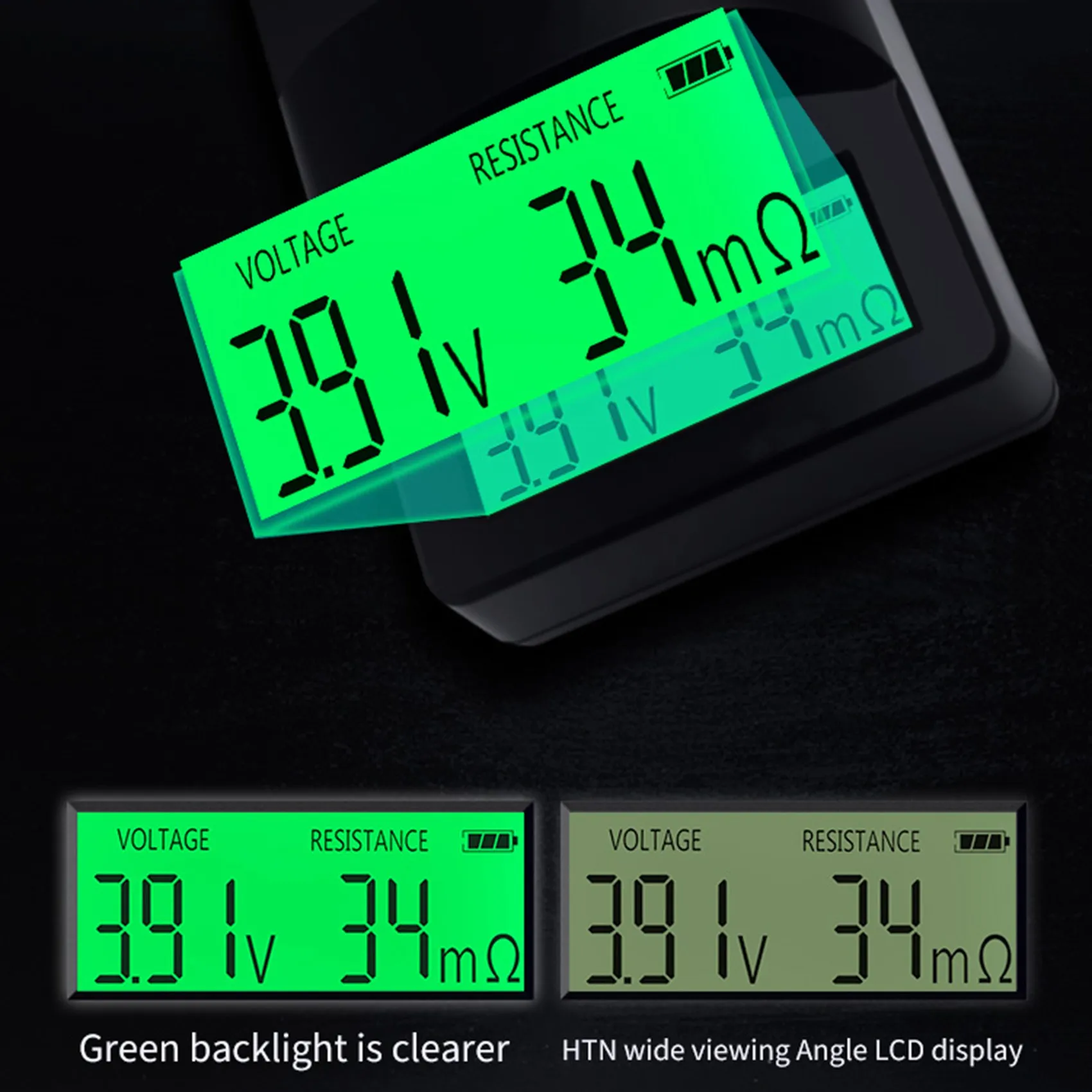Imagem -04 - Display Digital Bateria Tensão Resistência Interna Tester Bateria de Lítio Universal Detecção aa 0-999mo 18650
