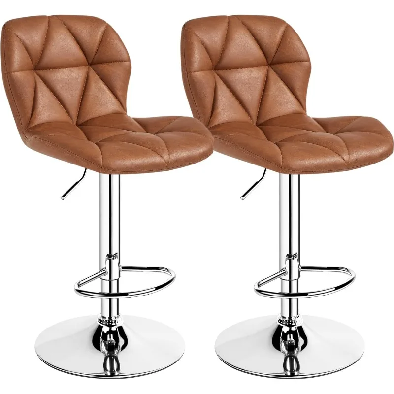 

Bar Stools Set of 2, Modern Kitchen Island Stools with Backrest, PU Leather Adjustable Counter Stools for Kitchen Counter Bar