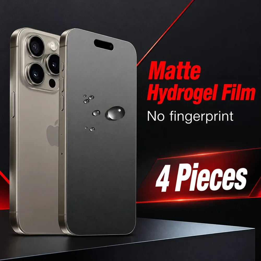 4 Stück Matte Hydrogel-Folie für iPhone 14 15 16 16e 17 18, Blendschutz-Displayschutz für iPhone 14 Pro 15 Pro 16 Pro 17 Pro 18 Pro