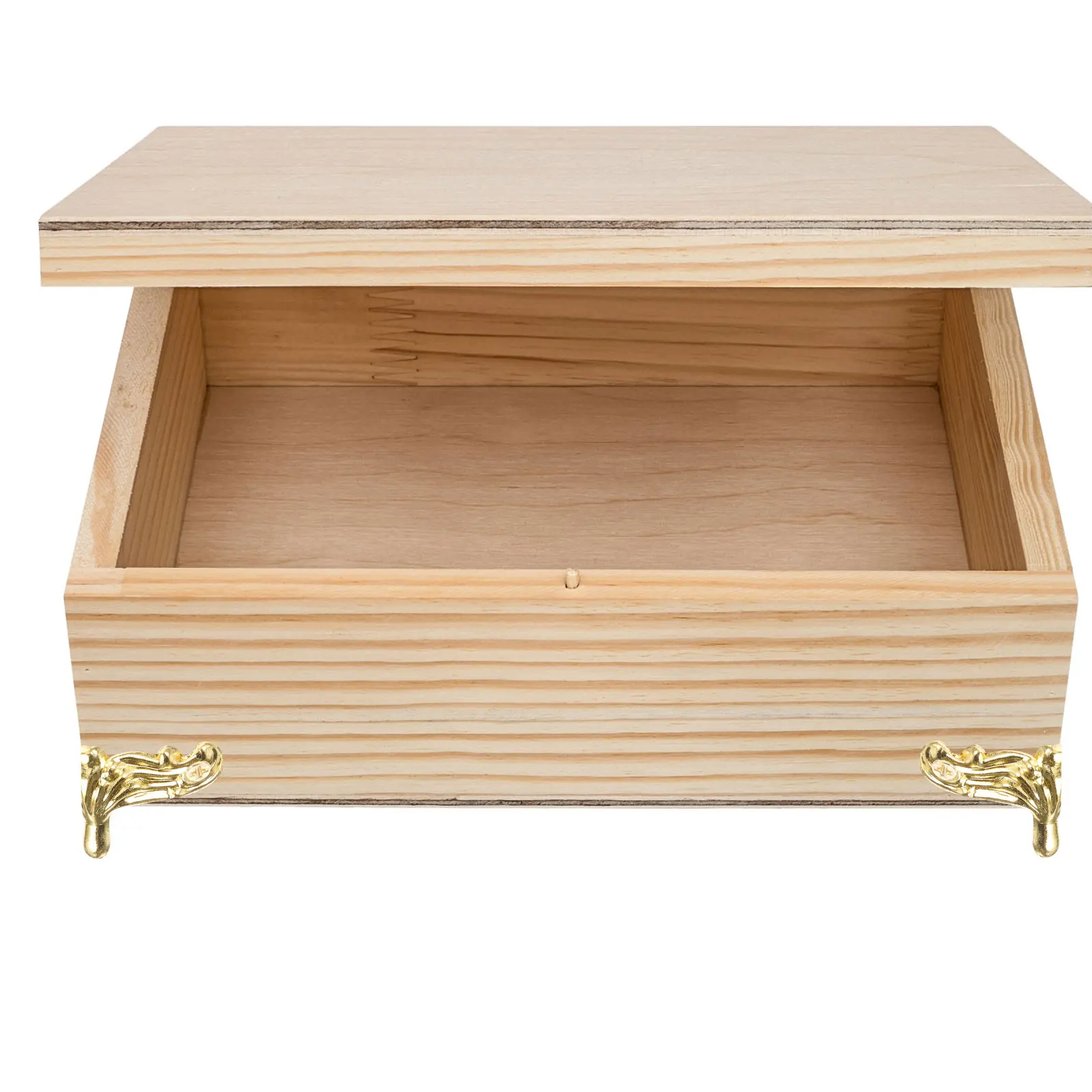 

20Pcs Golden Small Size Caps Retro Style Wood Case Legs for Jewelry Decor Protection Accessories