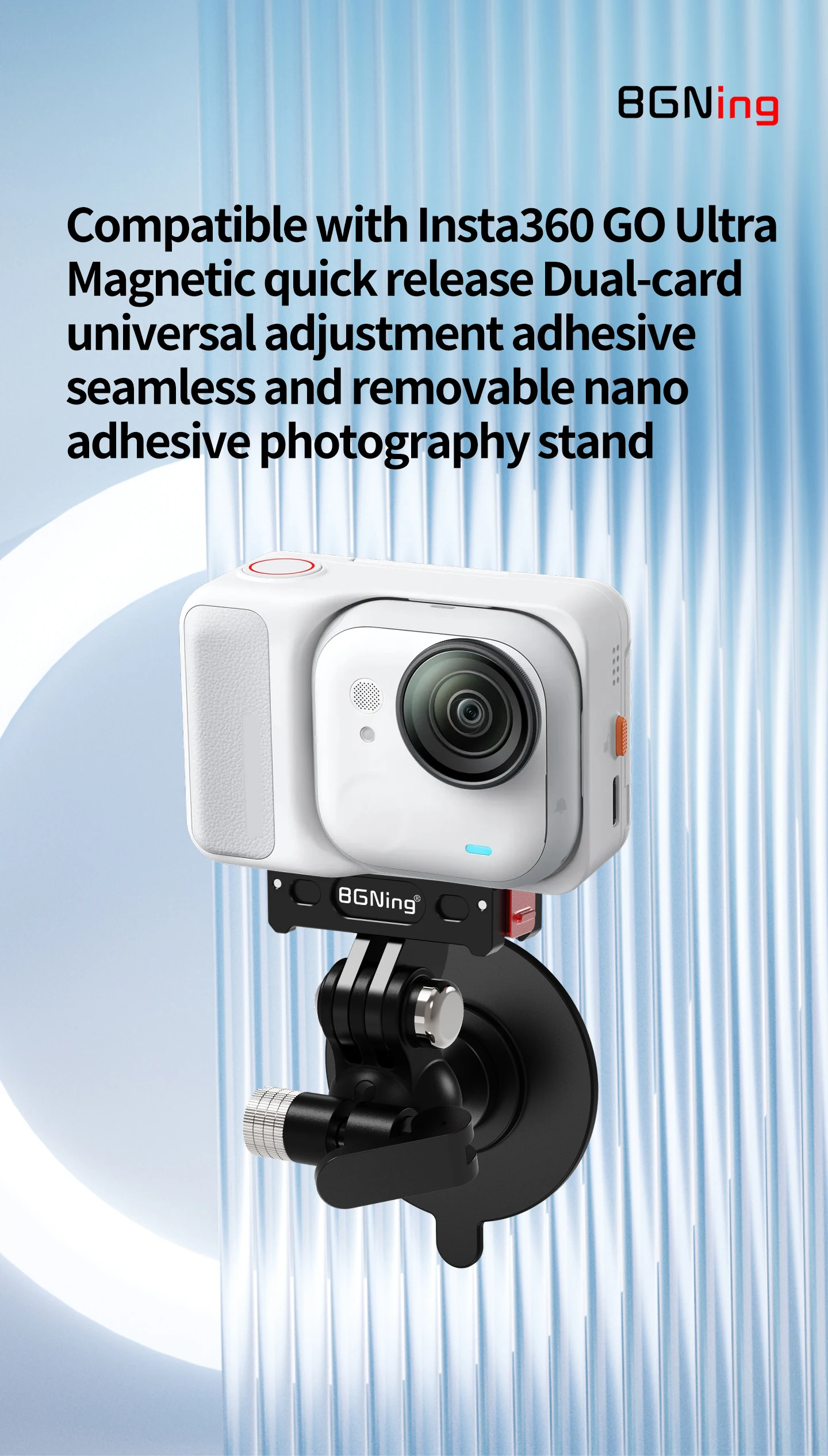 Verstellbare Kugelkopf-Kamerahalterung mit Klebe- und Saugnapfbefestigung für Motorrad und Auto, geeignet für Insta360 GO Ultra X5 X6 Ace Pro2 mit Magnetfuß – Detail 21
