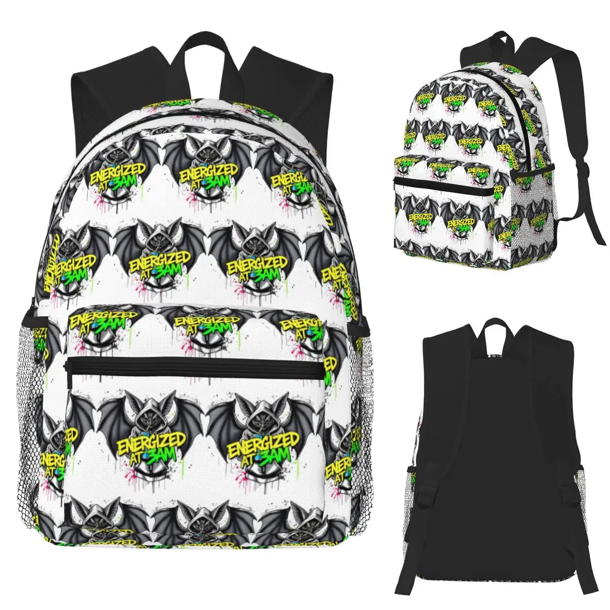 

Energized At 3AM Bat Business Humor Design Backpack School Bag Hiking Travel Daypack for Boys Girls Bookbag Shoulder Bags