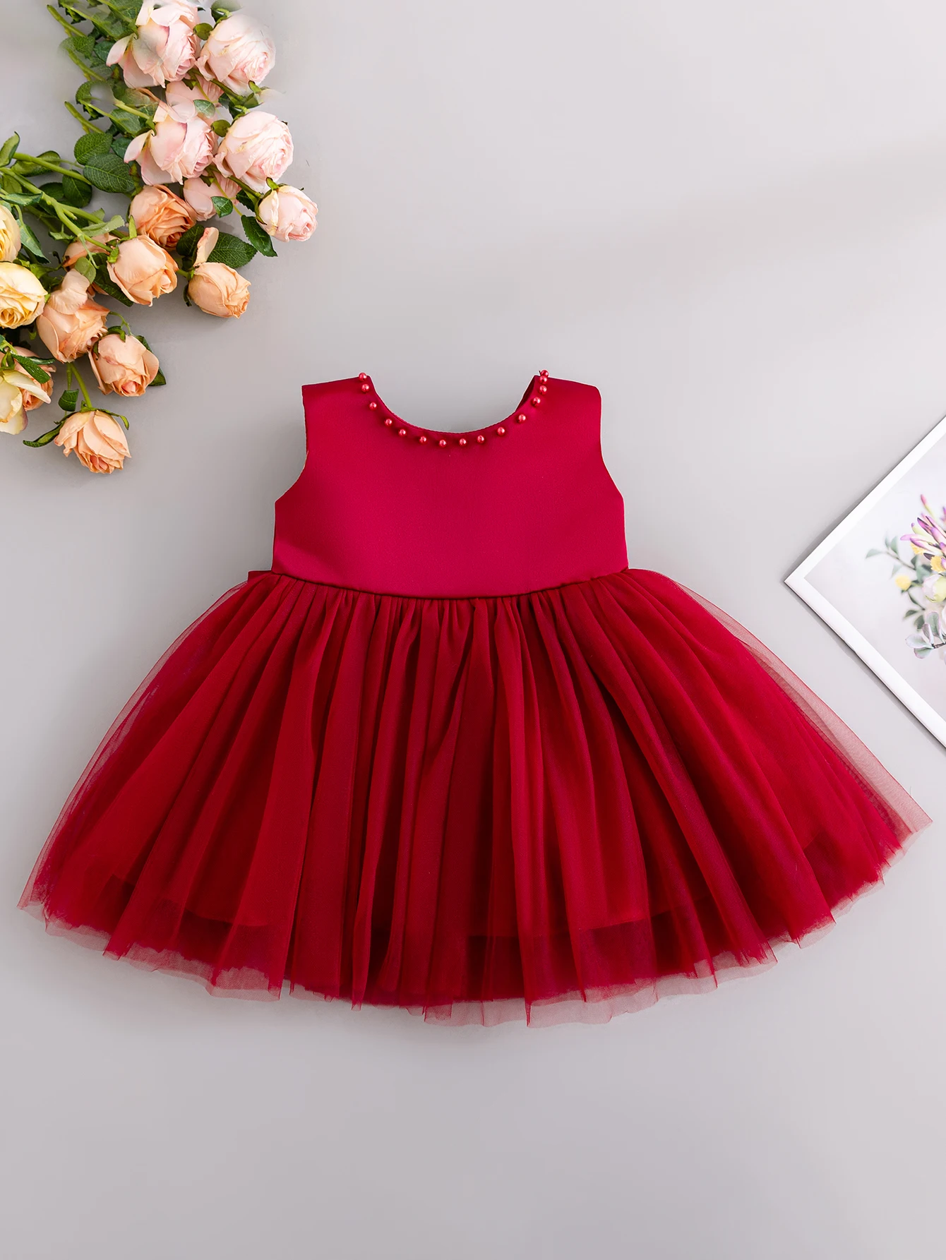 Bow Wholesale Fancy Wedding Beautiful Fashion Cute Baby Girls Flower Baby Girl Dress New Design High Quality Satin