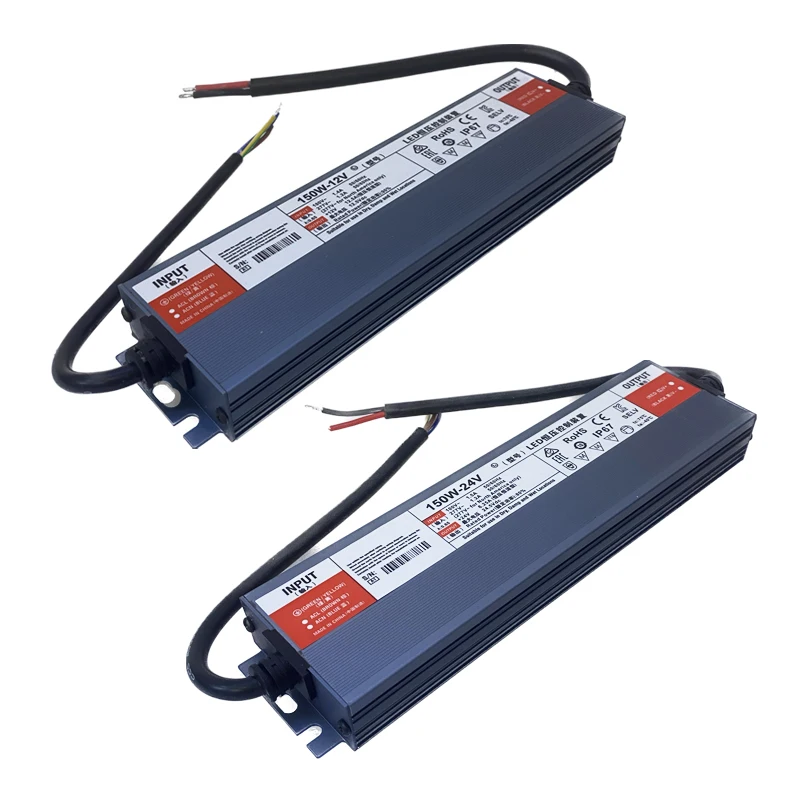 

150W Waterproof Lighting Transformers AC110V 220V To DC 12V 12.5A 24V 6.25A LED Driver Adapter IP67 Power Supply For LED Strip