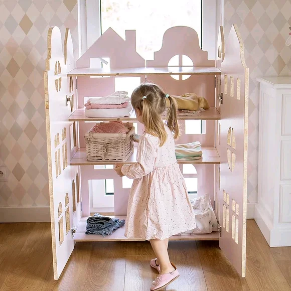 

&c Montessori House Dollhouse Play House 3D DIY Puzzle Educational Screen Divider Dressing Room Bedroom Kitchen Minimalist