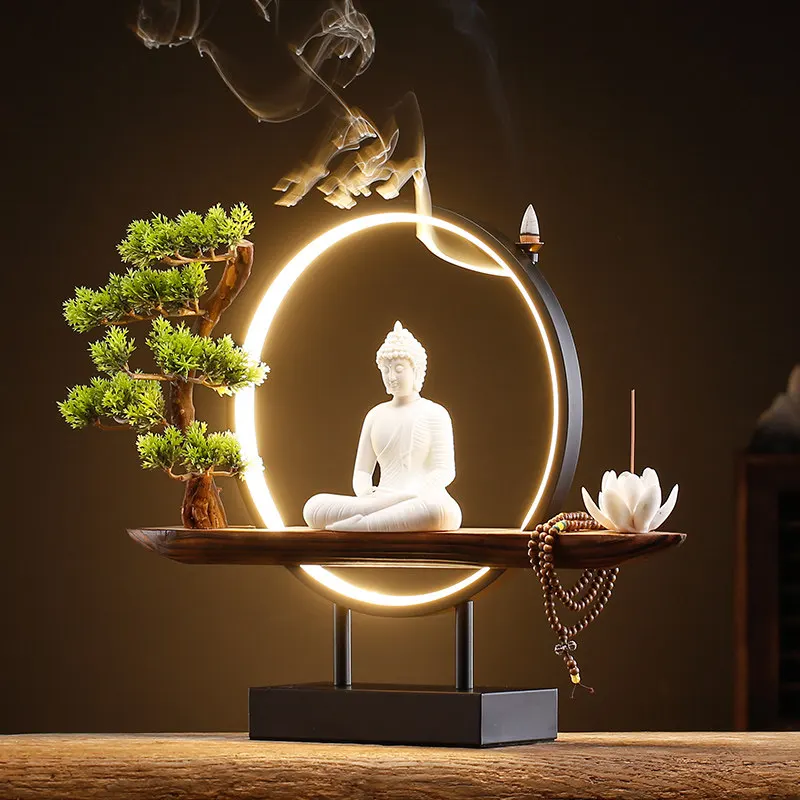 Bakhoor Incense Stick Burner Holder Buddha Perfume Home Fragrance Incense Buddhist Supplies Zen Porta Incenso Home Decoration