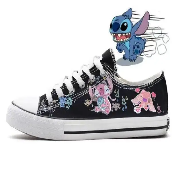 Disney Lilo & Stitch Canvas Shoes 2024 New Couple Sport Shoes Women Print Sneakers Men Tennis Shoes Adult Casual Running Shoes