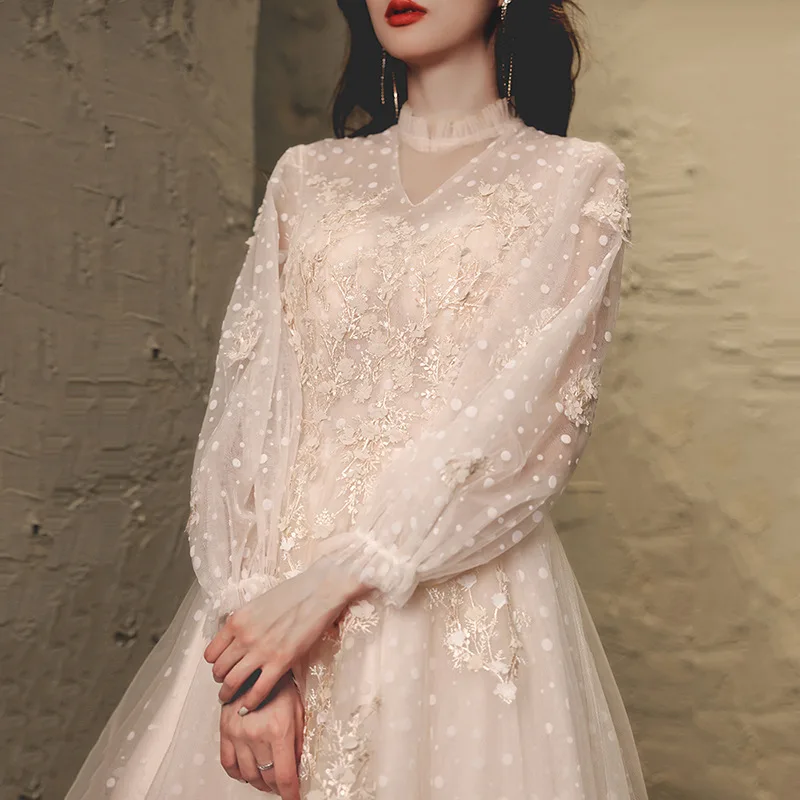 

Wedding Bride Bridesmaid Dress Champagne Celebrity Host Dresses Birthday Performance Clothes Evening Party Gown Long Vestidos