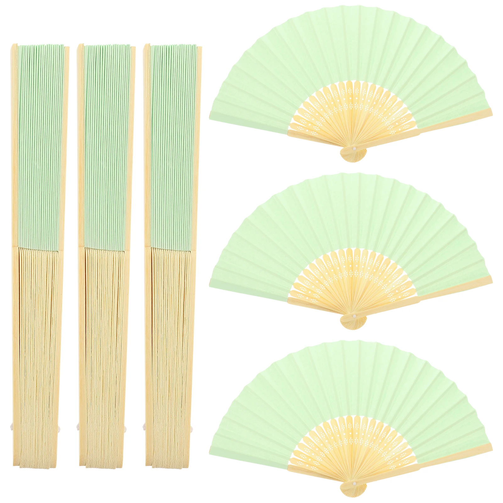 

6 Pcs Portable Hand Fan Durable Portable Wedding Fans For Guests Wedding Milk White Chinese Fans Bulk