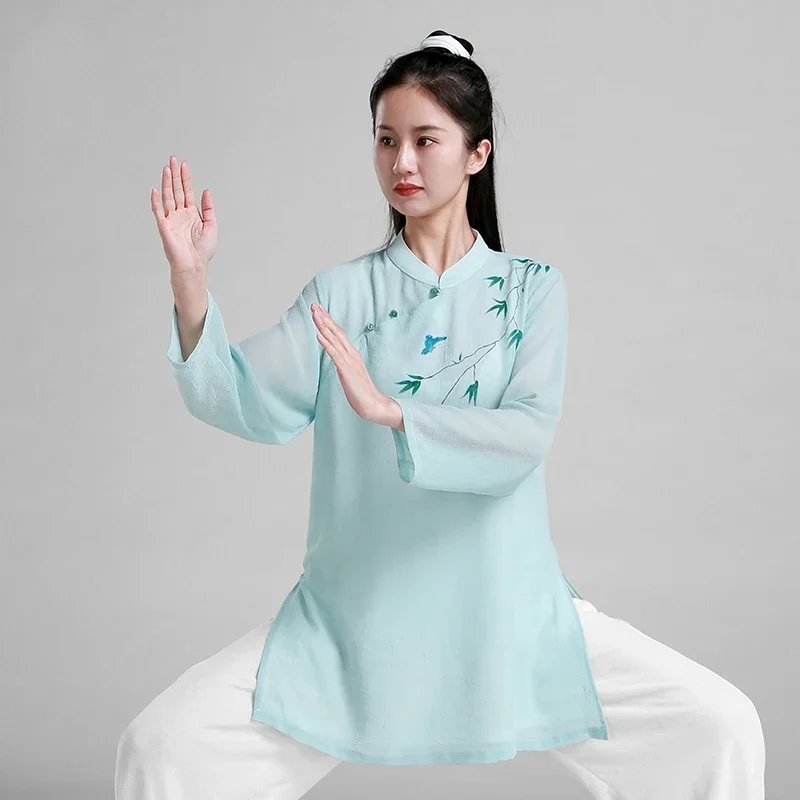 Kung Fu Dress Tai Chi Clothes Wushu Clothing Martial Art Uniform Hand-painted Breathable Girl Women Kun Master 2023 New Style